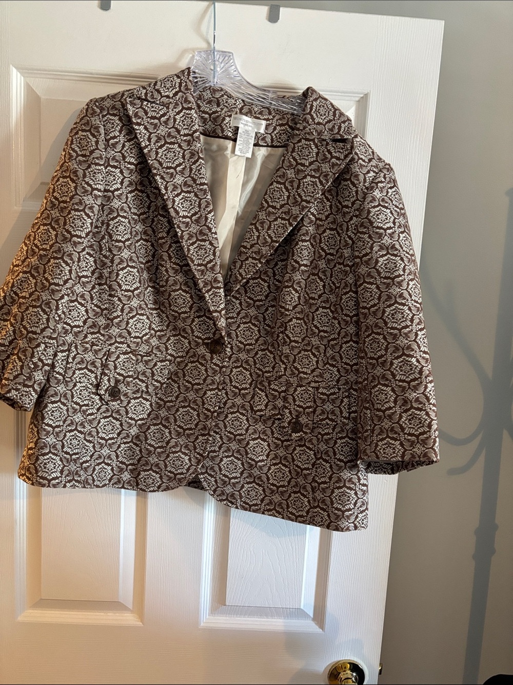 Woven Pattern Brown & Cream Women's Jacket 18W